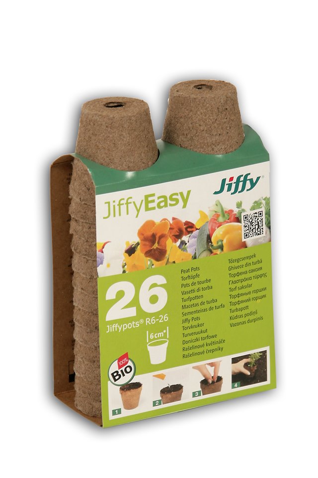 Jiffypot® R6-26, rašelinový květináč  Ø 6 cm /26 KS/