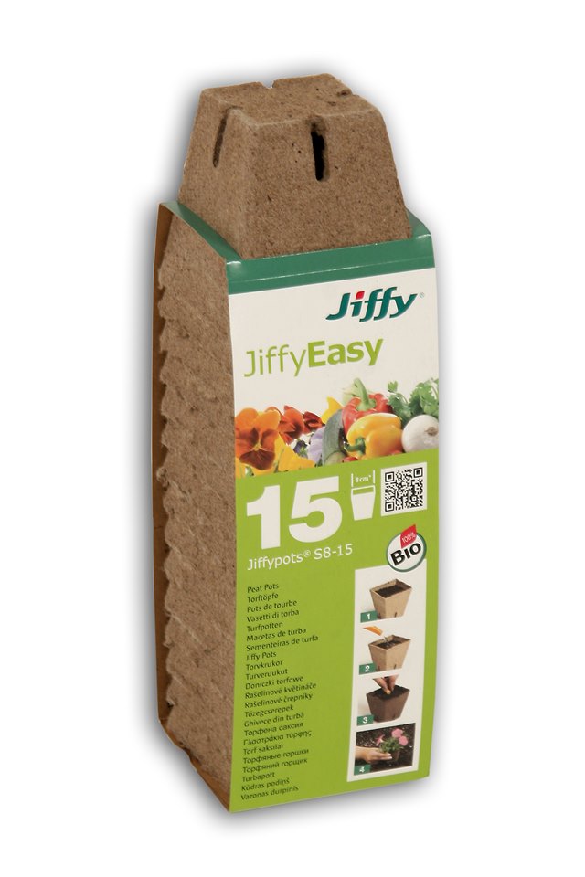 Jiffypot® S8-15, rašelinový květináč 15 čtvercových květináčů 8x8 cm /15 KS/